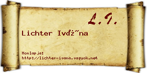 Lichter Ivána névjegykártya